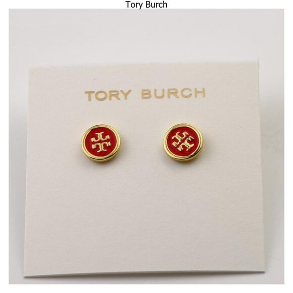 Tory Burch Roxanne Circle Stud Earrings Rolled Brass/Pale  Tory Burch Earrings(Brand New)